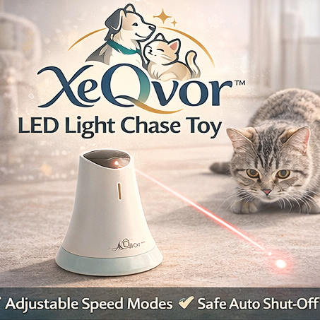 XeQvor™ LED Light Chase Toy – Automatic Moving Laser Toy for Cats, Indoor Exercise & Play Device
